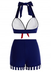 High Waisted Bowknot Navy Bikini Set Rosewe USD 29 98