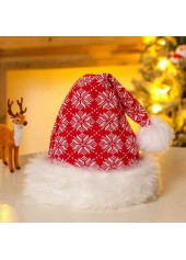 Snowflake Print Red Knitwear Christmas Hat