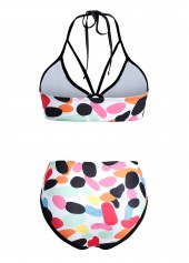 High Waist Rainbow Color Polka Dot Bikini Set