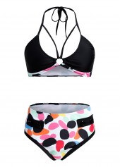 High Waist Rainbow Color Polka Dot Bikini Set