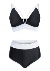 Black High Waisted Contrast Bikini Set | Rosewe.com - USD $23.99