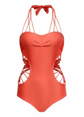 Cutout Detail Tie Back Tie Back One Piece Swimwear