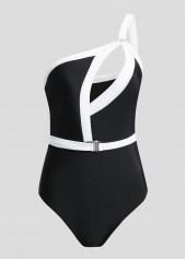 Cutout White Contrast One Piece Swimwear