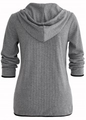 Pocket Zipper Grey Long Sleeve Hoodie