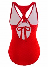 Cut Out Red Criss Cross One Piece Swimwear