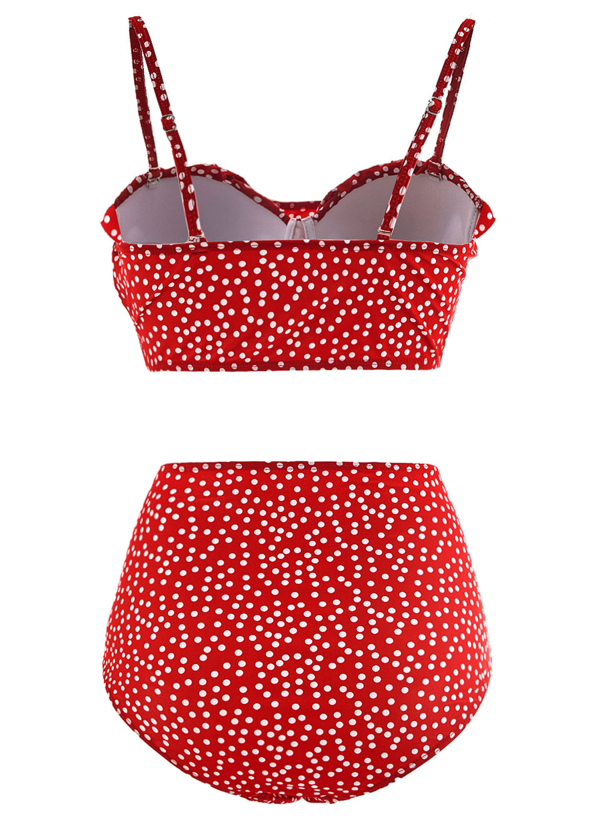 Polka Dot Ruffle Trim Bowknot Bikini Set