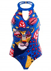 Animal Prints Lace Up One Piece Swimwear 