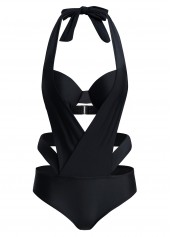 Halter Cutout Black Detail One Piece Swimwear