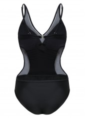 Black Mesh Stitching Cutout One Piece Swimwear