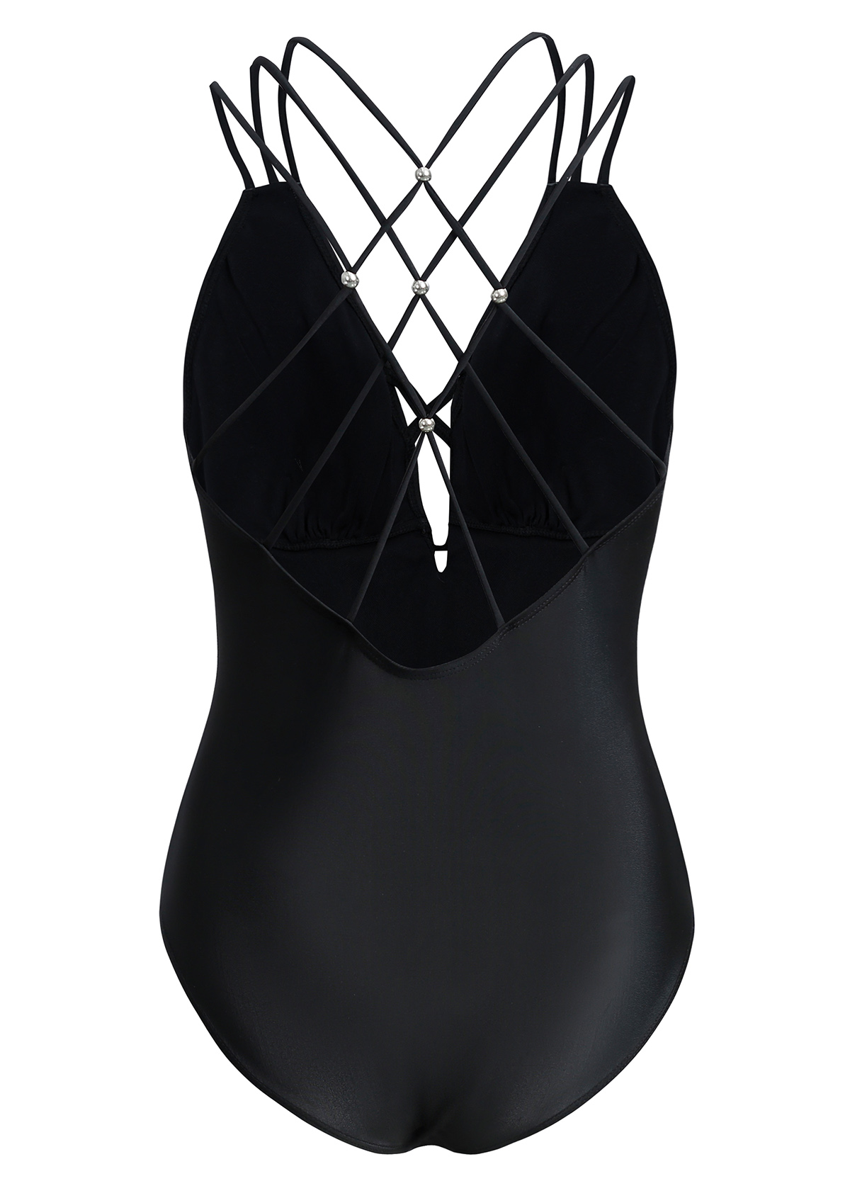 Tie Front Criss Cross Black One Piece Swimwear