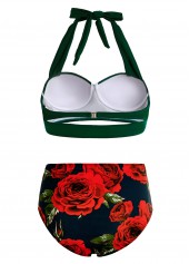Halter High Waist Floral Print Bikini Set