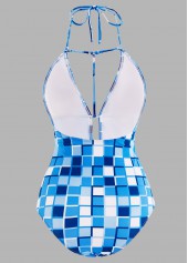 Open Back Plaid Tie Detail One Piece Swimwear