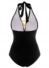 Contrast Cross Strap Black One Piece Swimwear