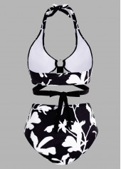 High Waisted Floral Print Halter Bikini Set 