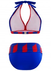 Geometric Print Royal Blue High Waisted Bikini Set