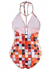 Cutout Geometric Print Halter One Piece Swimwear