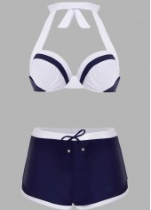 Halter Contrast Knot Detail Bikini Set