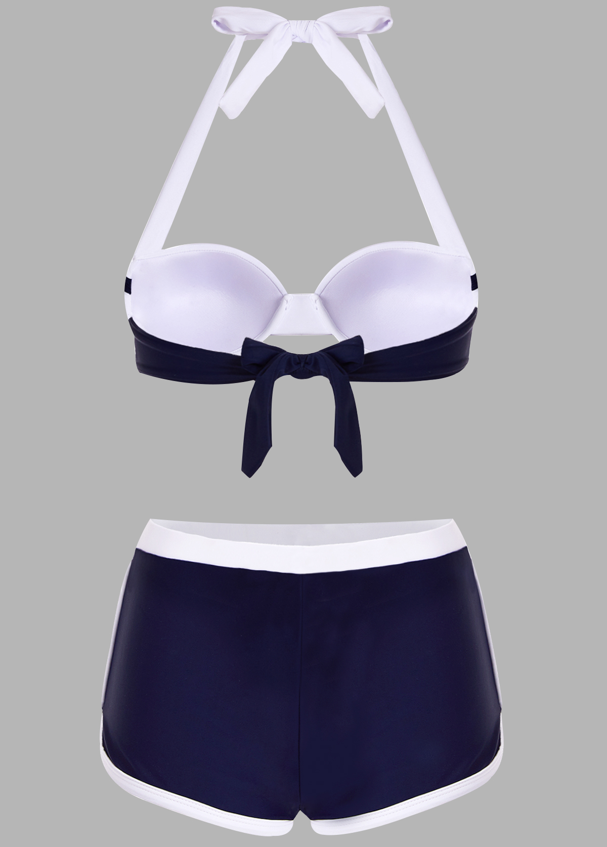 Halter Contrast Knot Detail Bikini Set