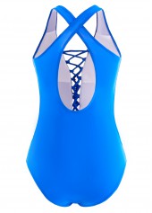 Mesh Royal Blue Cutout One Piece Swimwear