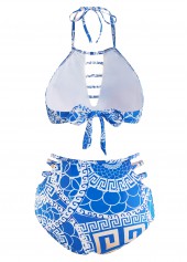 High Waisted Geometric Print Halter Bikini Set 