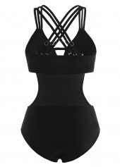 Cross Strap Cutout Waist One Piece Swimwear