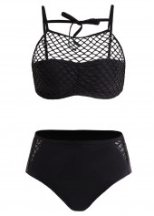 Mid Waist Pierced Tie Back Bikini Set