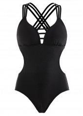 Cross Strap Cutout Waist One Piece Swimwear
