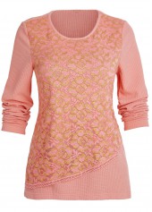 Layered Dusty Pink Long Sleeve Round Neck T Shirt