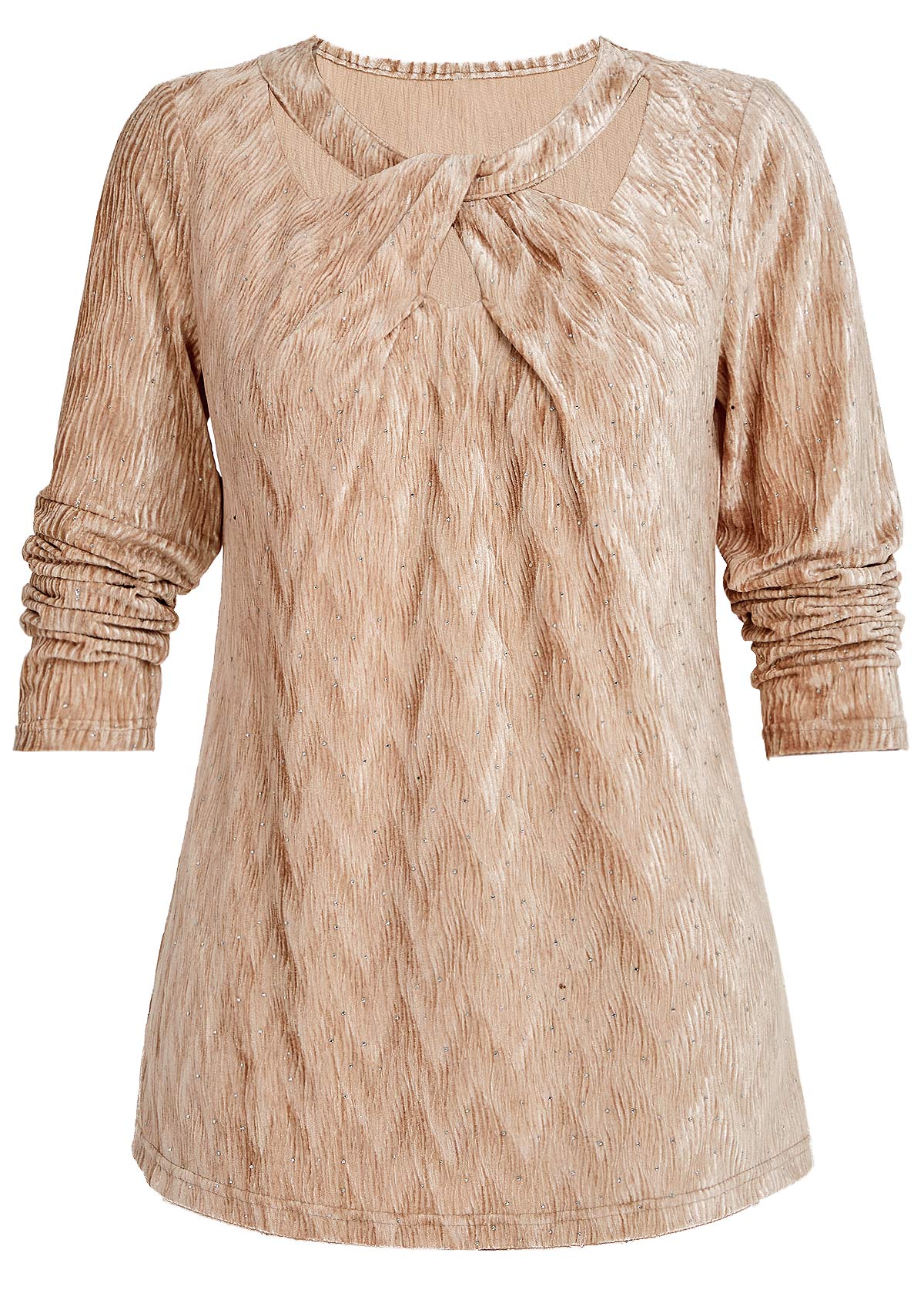 Velvet Long Sleeve Champagne T Shirt