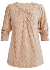 Velvet Long Sleeve Champagne T Shirt