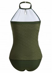 Mid Waisted Cut Out Olive Green Tankini Set