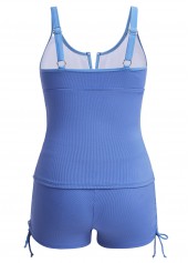 Drawstring Split Dusty Blue Tankini Set