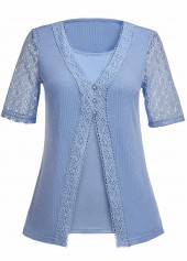 Fake 2in1 Dusty Blue Short Sleeve T Shirt