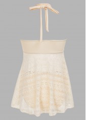 Mid Waisted Lace Beige Tankini Set