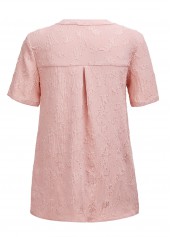 Pearl Pink Short Sleeve V Neck Blouse