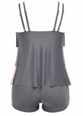 Mid Waisted Handkerchief Hem Dark Grey Tankini Set