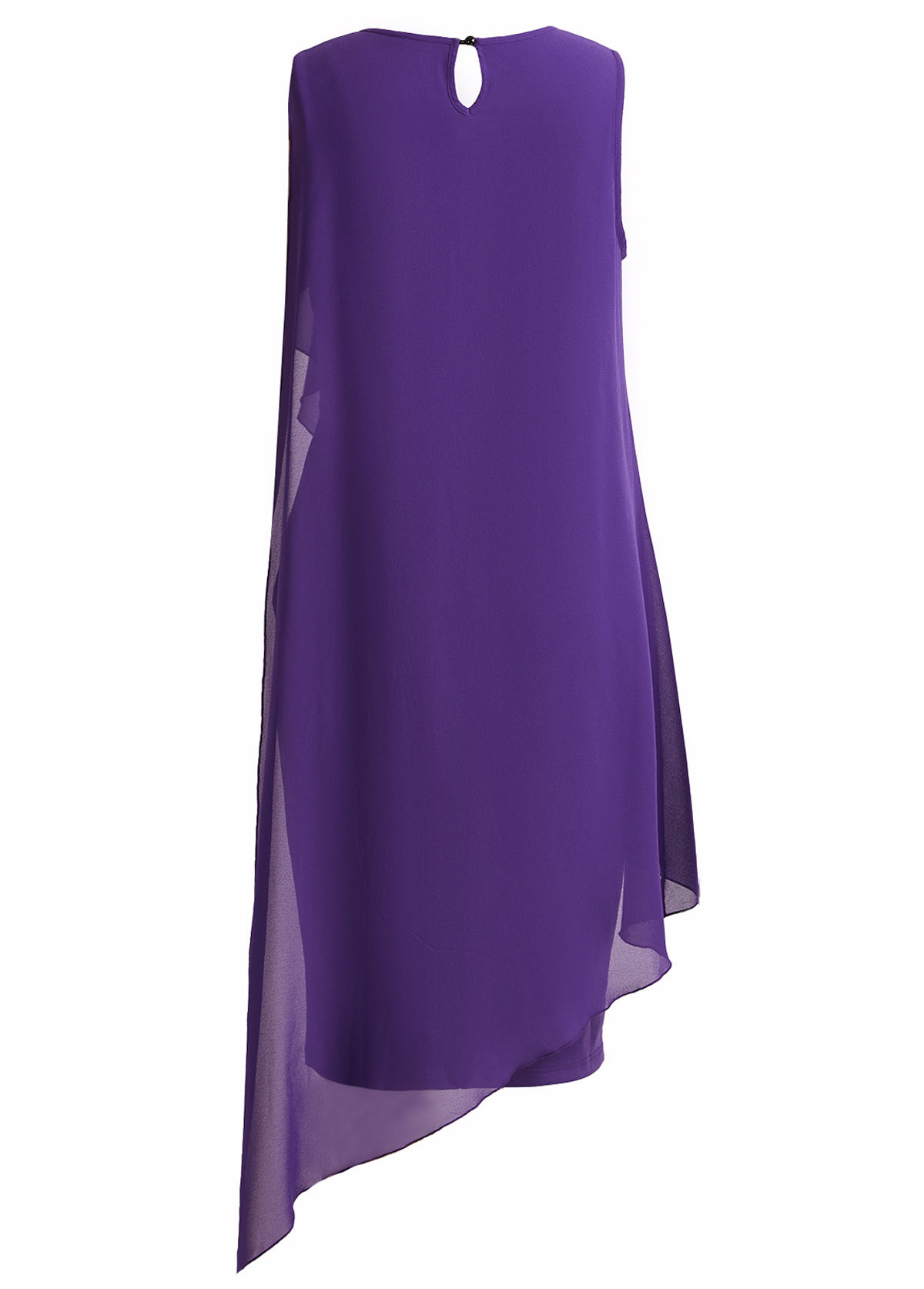 Patchwork Purple High Low Sleeveless Round Neck Bodycon Dress