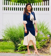 Belted Pink High Low Dress and Cardigan