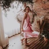 Belted Pink High Low Dress and Cardigan