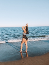 High Neck Polka Dot One Piece Swimwear