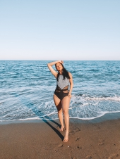 High Neck Polka Dot One Piece Swimwear