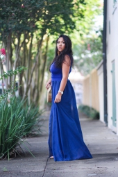 Royal Blue Round Neck High Waist Jumpsuit