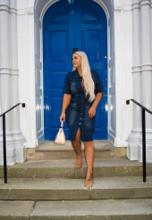 Turndown Collar Chest Pocket Button Up Denim Dress