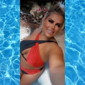 High Waist Contrast Cross Strap Bikini Set