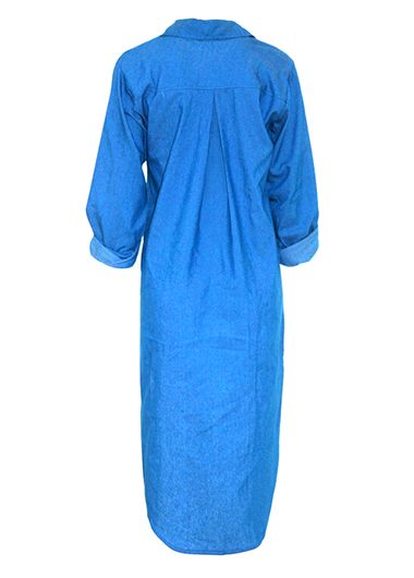 Asymmetric Hem Long Sleeve Denim Dress | Rosewe.com - USD $23.23