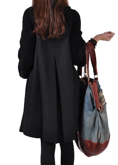 Black Long Sleeve Button Up Coat