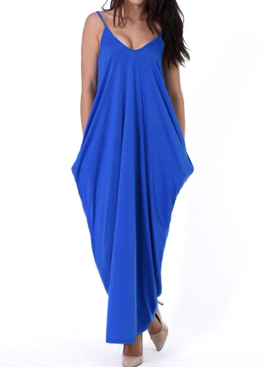 Open Back Pocket Decorated Royal Blue Dress | Rosewe.com - USD $22.25