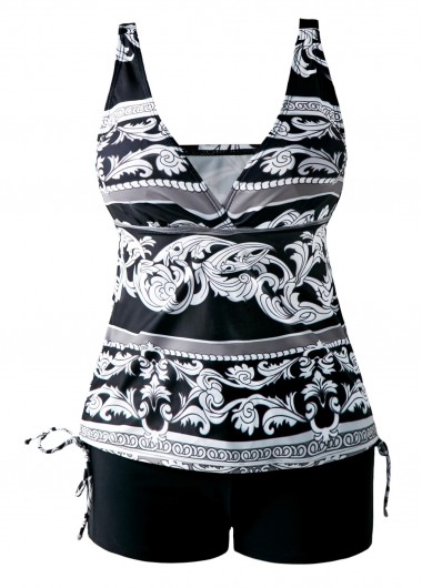 Padded Bowknot Front Tankini Top and Shorts Padded Bowknot Front Tankini Top and Shorts