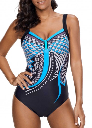 Printed Open Back Padded One Piece Swimwear Printed Open Back Padded One Piece Swimwear