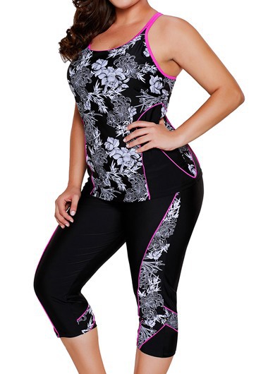 Printed Racerback Top and Swimwear Cropped Pants Printed Racerback Top and Swimwear Cropped Pants